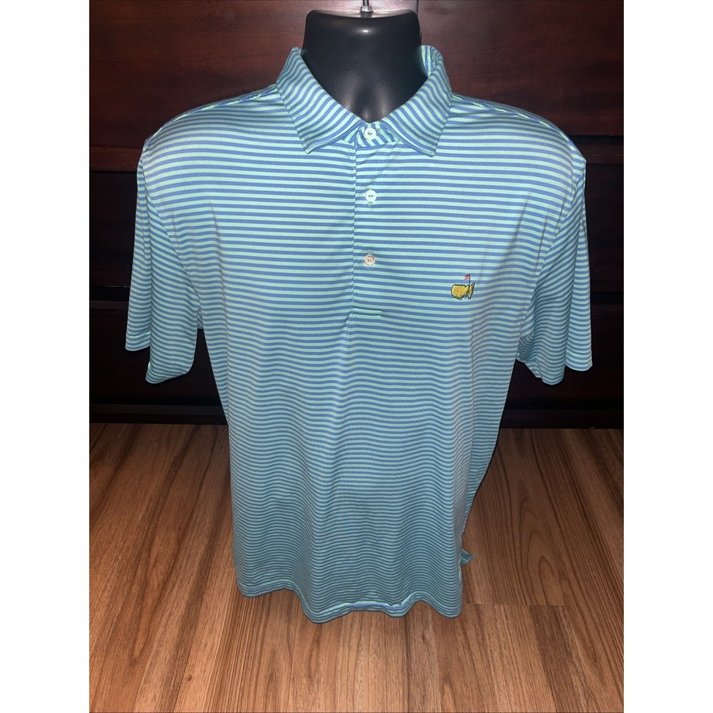 MASTERS Designed By PETER MILLAR POLO Size Medium Poly/Spandex Striped Shirt